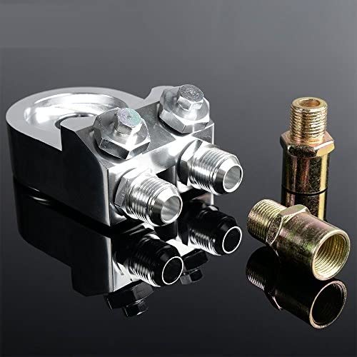 PIT66 30 ROW 10AN-AN10 Universal Aluminum Engine Transmission Oil Cooler Kit + Oil Filter Adapter Kit Silver