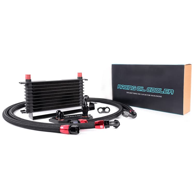 PIT66 10 Row AN10 Aluminum Oil Cooler Kit, Compatible with BMW E36/E46 M3 135/E90 335/640/740 X1/Z4 Turbo