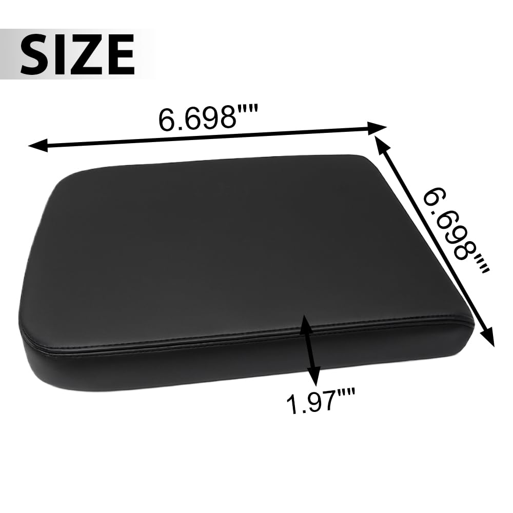 PIT66 Center Console Lid Armrest Cover Replacement Compatible with 2002-2008 Dodge Ram 1500 2500 3500 Leather Black
