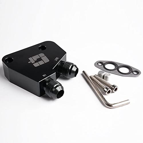 PIT66 25 ROW 10AN Engine Transmission Aluminum Oil Cooler Kit + Oil Cooler Sandwich Plate Fit Compatible with LS1 LS2 LS3