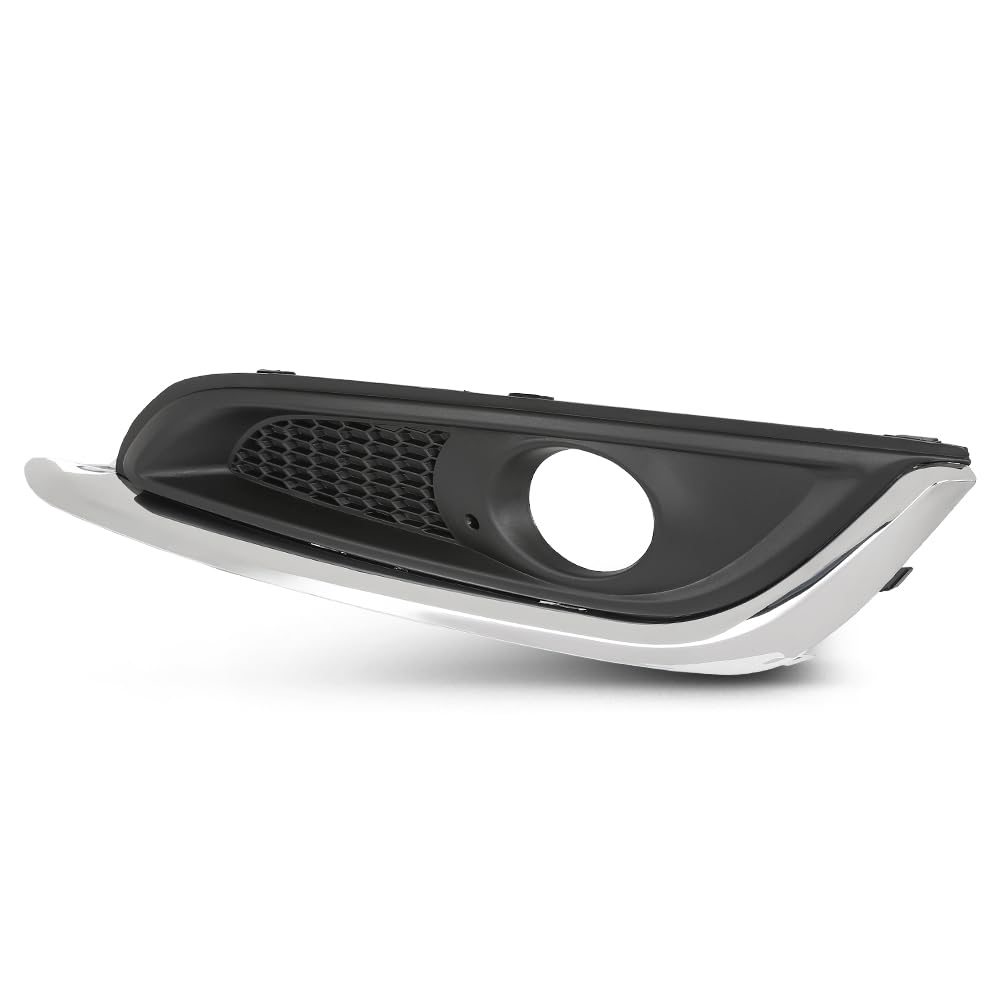 PIT66 Front Left Driver Side Bumper Grille Fog Light Bezel Lamp Trim Compatible with Buick Regal 2014 2015 2016 2017 23142357, GM1038275 Black & Chrome