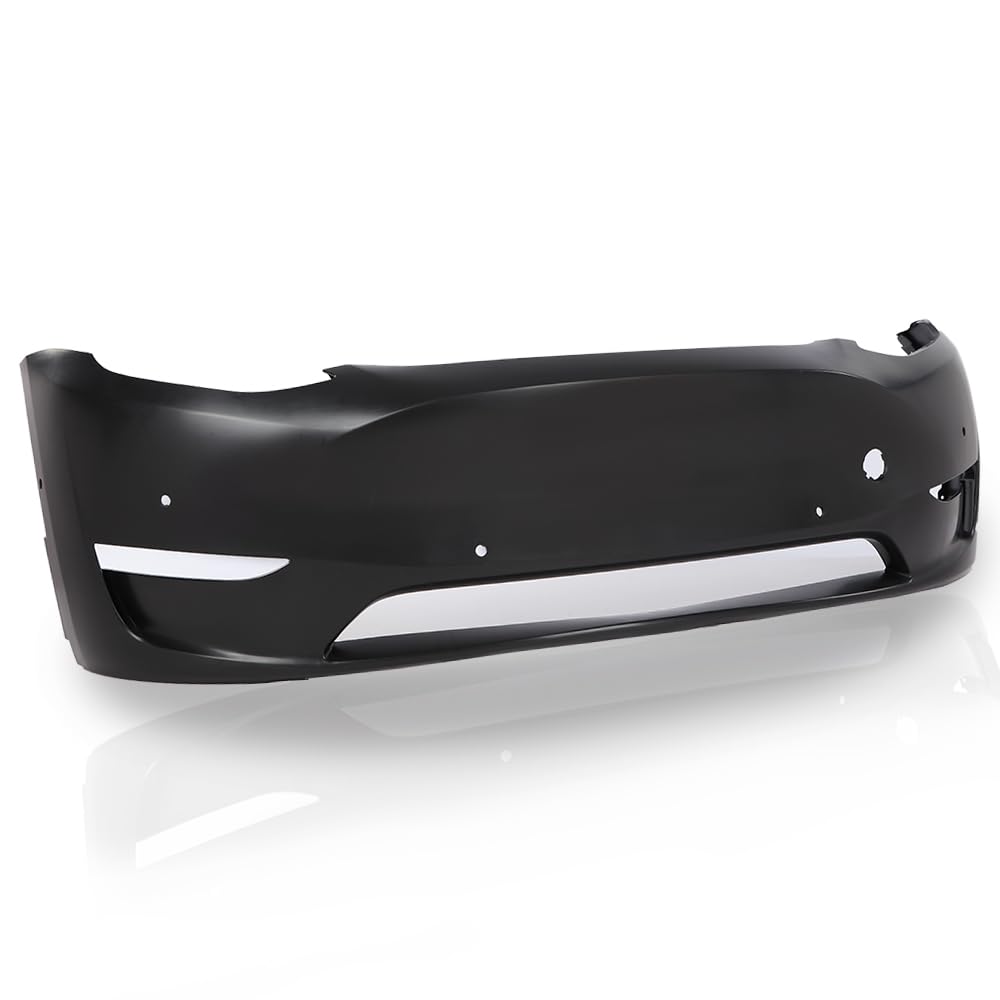 PIT66 Front Bumper Cover Panel W/Park Sensor Hole, Compatible with Tesla Model Y 2020 2021 2022 2023 Replacement 149374500A, 1493736S0A Black Primed