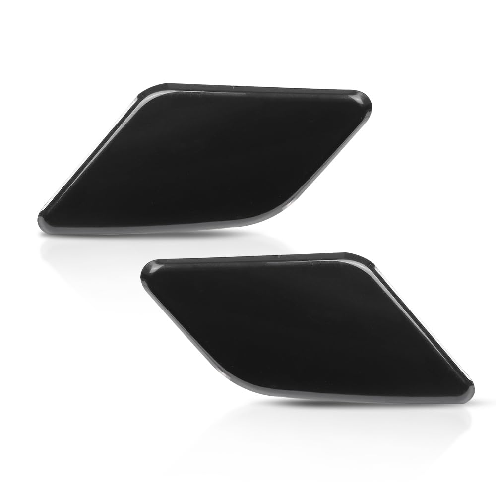 PIT66 Front Left & Right Side Headlight Washer Nozzle Cover Caps Pair Compatible with Volvo S40 V50 2008 2009 2010 2011 2012 39886377, 39886397 Glossy Black