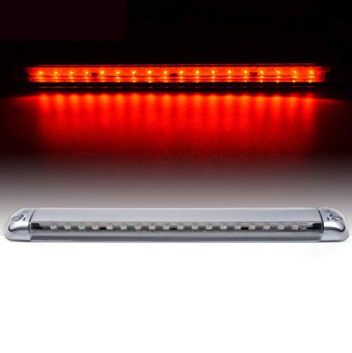 PIT66 LED 3rd Brake Light, Compatible with 92-99 Chevy Suburban / 92-04 Yukon / 95-00 Tahoe Center High Mount Stop Light Third Lamp Assembly Clear Lens Chrome Housing