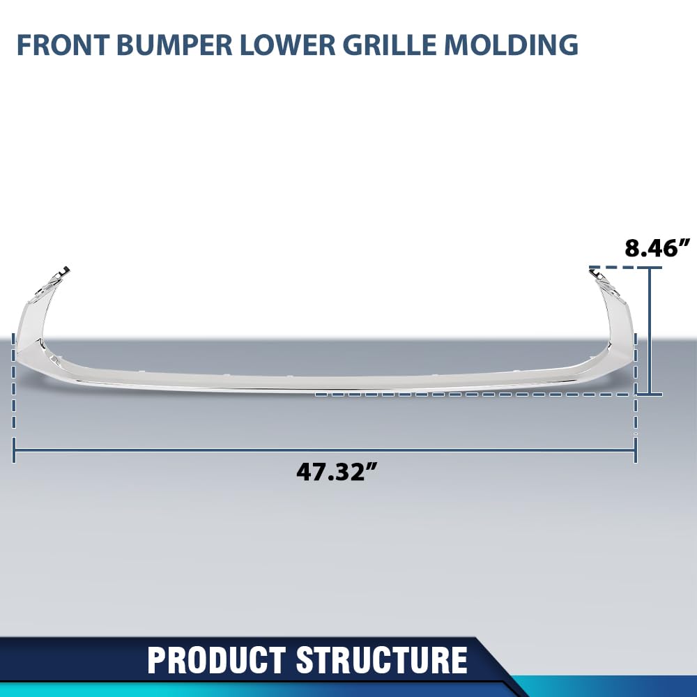PIT66 Front Bumper Lower Grille Molding Chrome Compatible with LX ES250 ES300h ES350 2019-2024, Fit For Model Without F-sport Package Only LX1216106, 5312206090, 53122-06090, 53122 06090