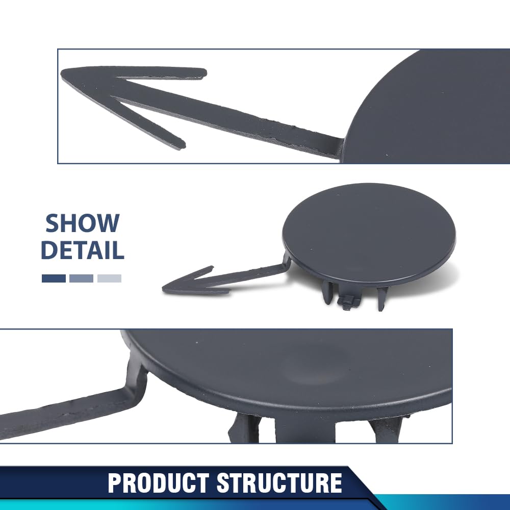 PIT66 Front Bumper Tow Hook Eye Cover Compatible with Ford Explorer (submodel: Base, Limited, Platinum, Sport, XLT) 2018-2019 JB5Z17A900AB, FO1029104 Black