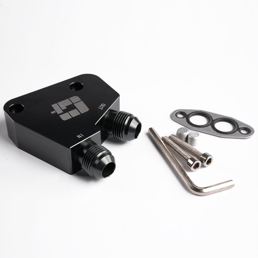 PIT66 10 Row AN-10 Engine Oil Cooler Kit Compatible with LS1 LS2 LS3 Black + Sandwich Plate