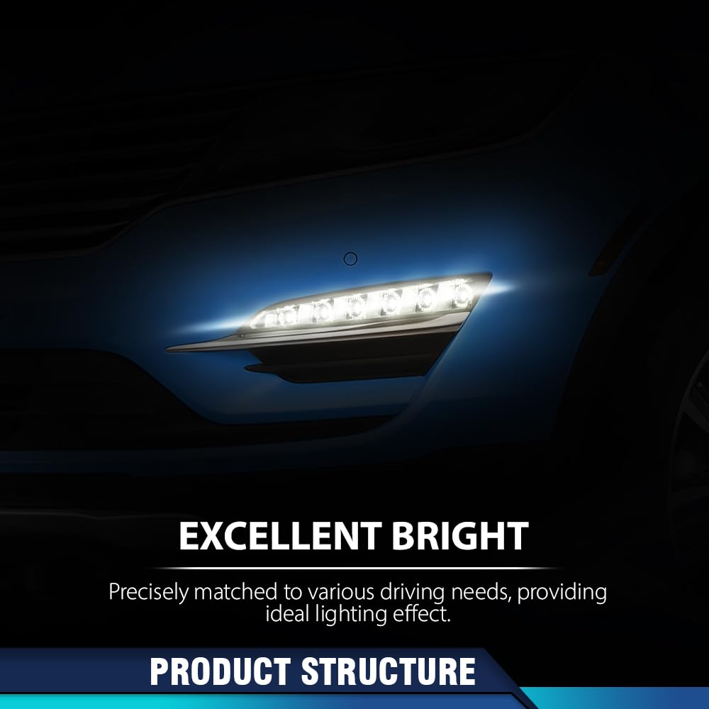 PIT66 LED Front Bumper Fog Light Daytime Running Lamp Assembly Left Driver Side Compatible with Lincoln MKC 2015-2018 EJ7Z13200D, FO2562100 Black Housing Clear Lens