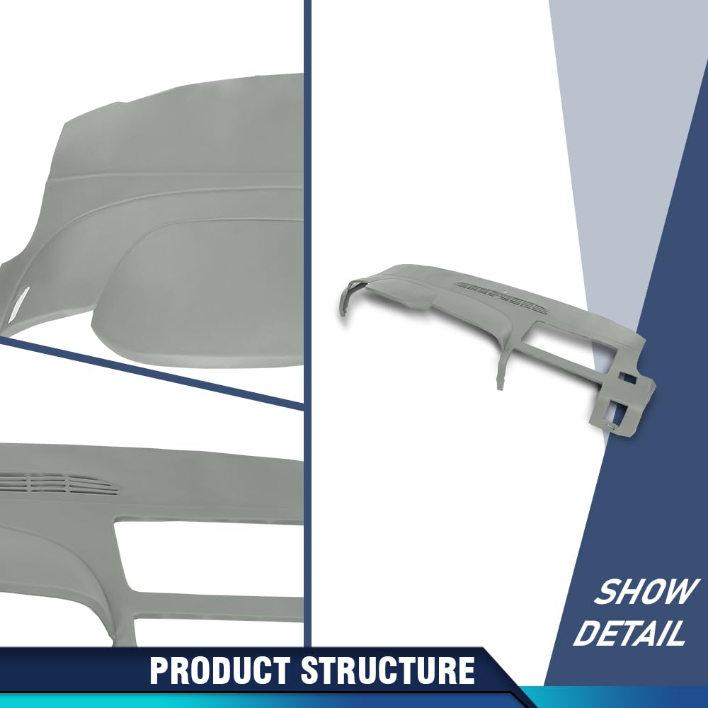 PIT66 TPE Dash Cover Bezel Fit Chevy Silverado GMC Sierra 2007-2013 Gray