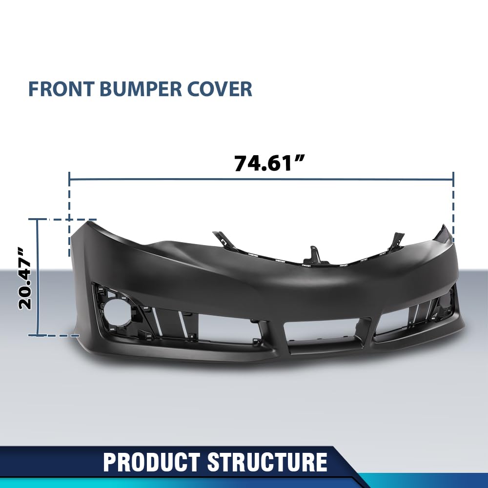 PIT66 Front Bumper Cover PP Black Fit Toyota Camry SE 2012-2014