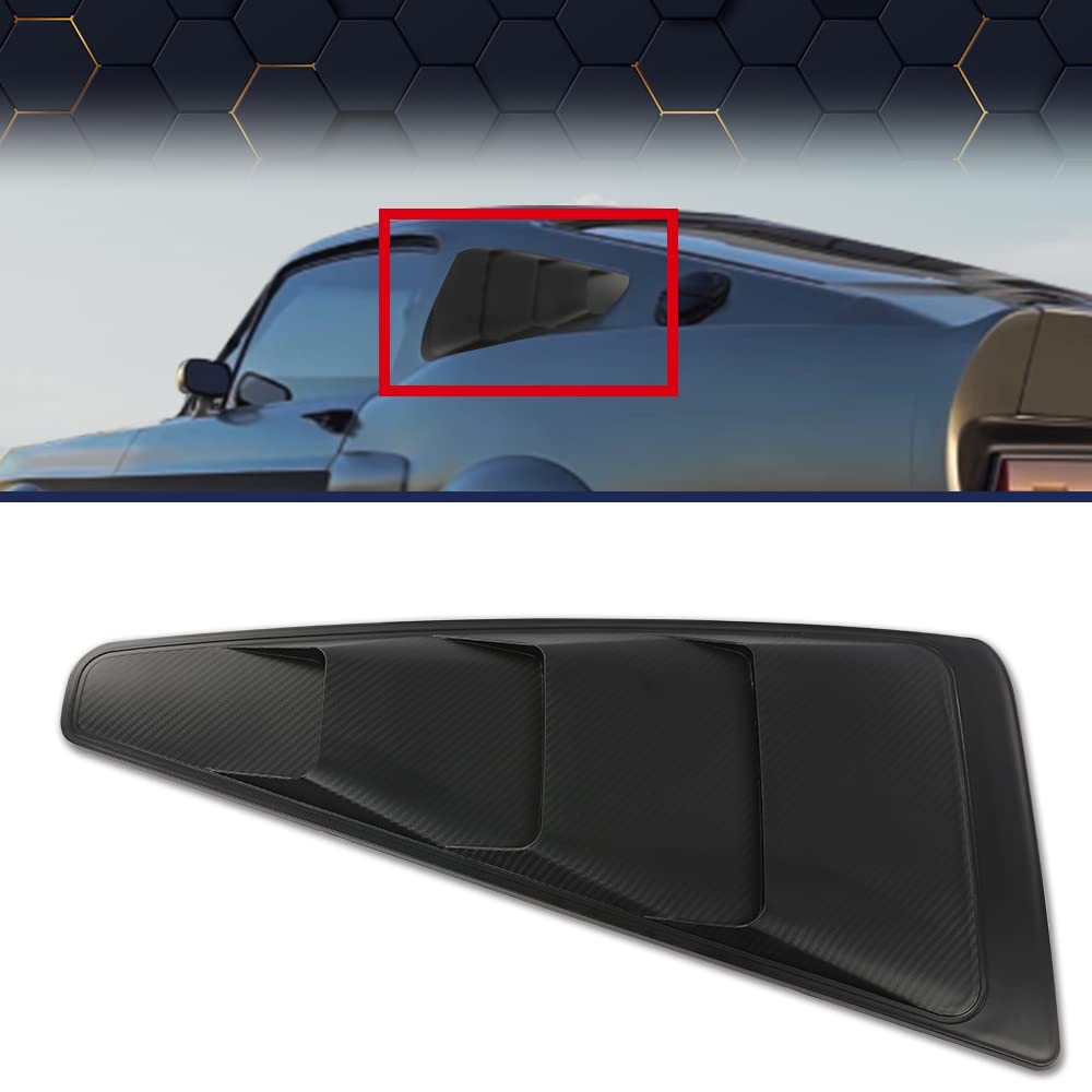PIT66 2PCS Quarter Side Window Louvers Board Carbon Fiber Style Compatible with Ford Mustang 2005-2014 Black