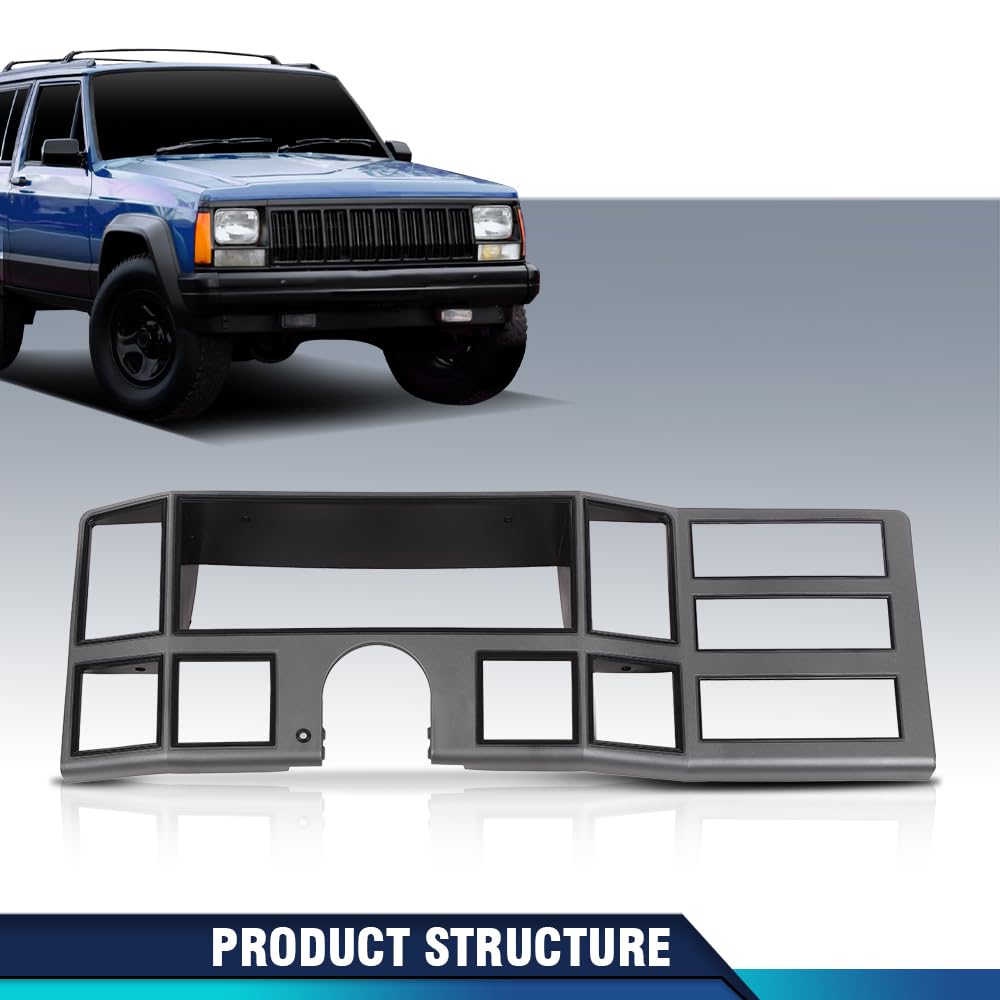 PIT66 Dash Bezel Radio Surround Trim Fit Cherokee XJ 1984-1996 Gray Silver
