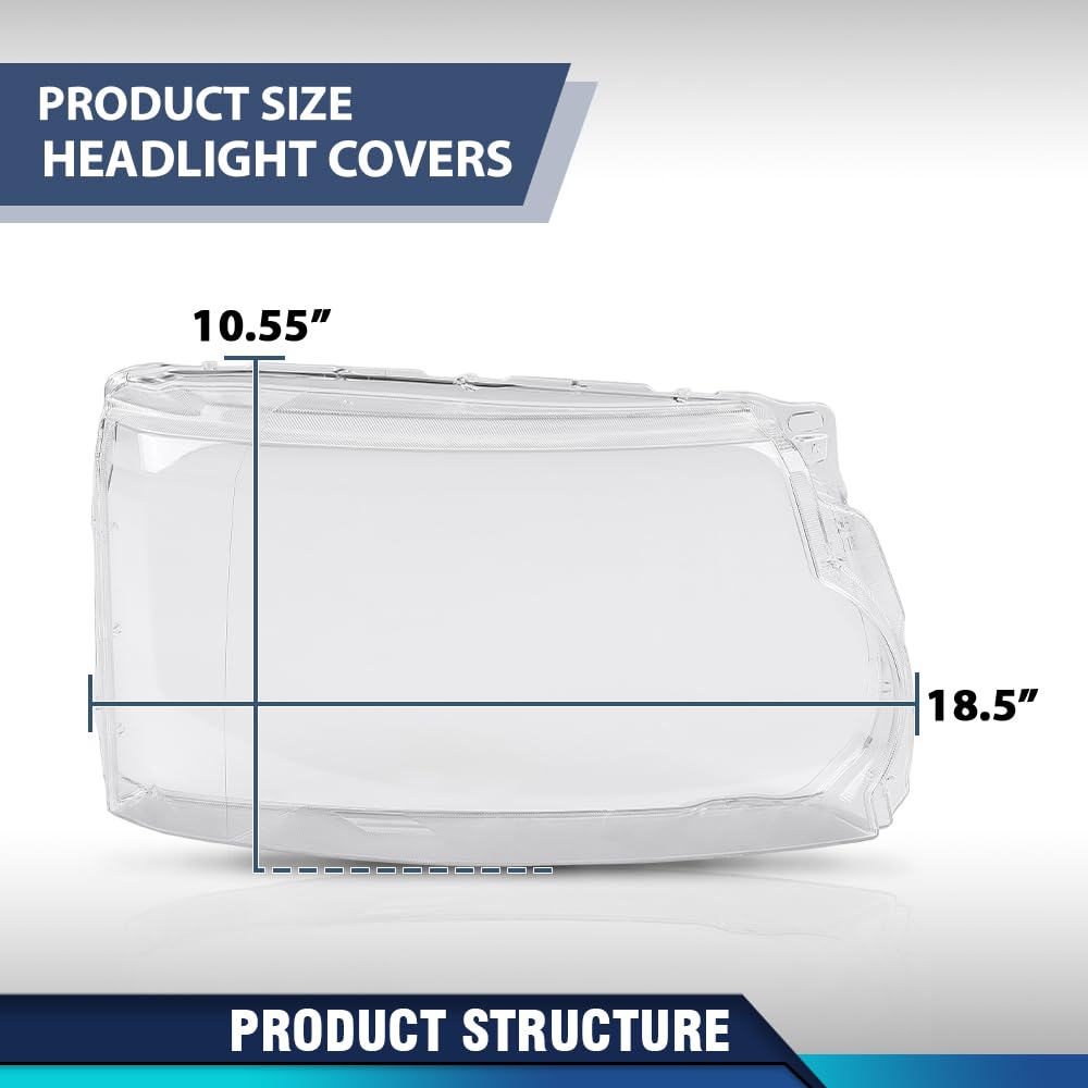 PIT66 Headlight Lens Cover Pair Fit Land Rover Discovery 4 LR4 2014-2016