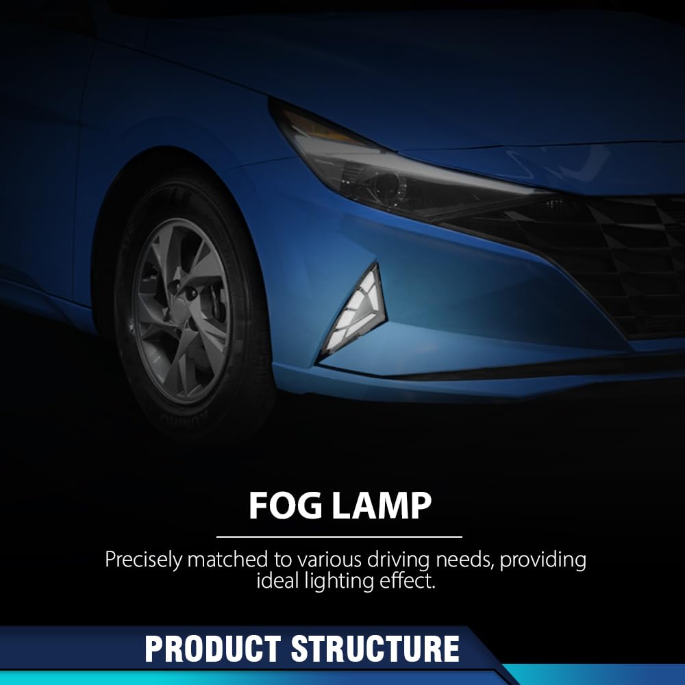 PIT66 LED DRL Fog Ligjhts Lmap w/Turn Signal Daytime Running Light Compatible with Hyundai Elantra 2021-2022, Not Fit Hybrid Model Clear Lens Black Housing