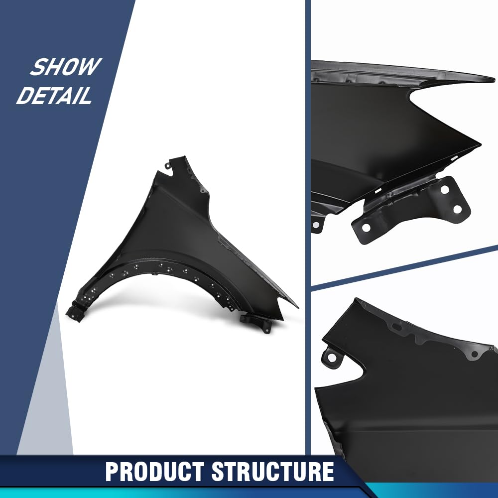 PIT66 Front Driver Side Fender 1 Pc Fit Buick Encore GX Preferred 2020 2021 2022 2023 2024 & Buick Encore GX (submodel: Essence, Select) 2020 2021 2022 2023 42766486, 42733024, GM1240419 Black