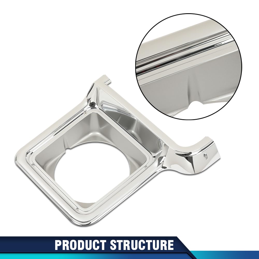 PIT66 Headlight Trim Bezel Headlight Door Chrome Silver Driver Passenger Pair Compatible with Chevy Blazer GMC Jimmy 1973-1978 GM2513134, GM2512134, 376628, 376627