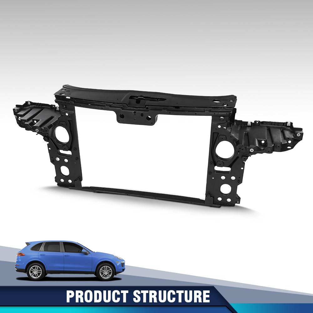 PIT66 Front Radiator Support Core Compatible with Porsche Cayenne 2003 2004 2005 2006 2007 2008 2009 2010 Black