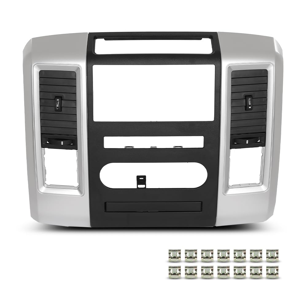 PIT66 Chrome & Black Radio Climate Control Bezel Fits Dodge Ram 2009‑2012