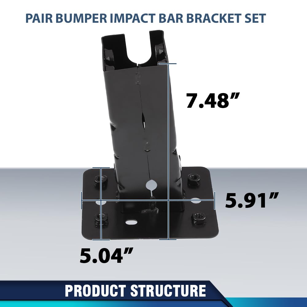PIT66 Bumper Impact Bar Brackets Set Left & Right Side, Black