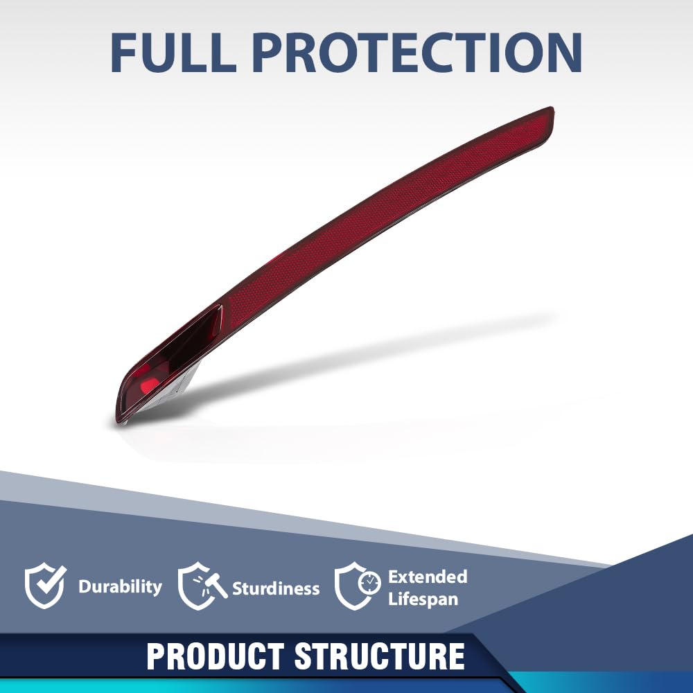 PIT66 Rear Left Reflector Light Compatible with VW Beetle 2012 2013 2014 2015 2016 5C5945701D Red Lens Black Housing