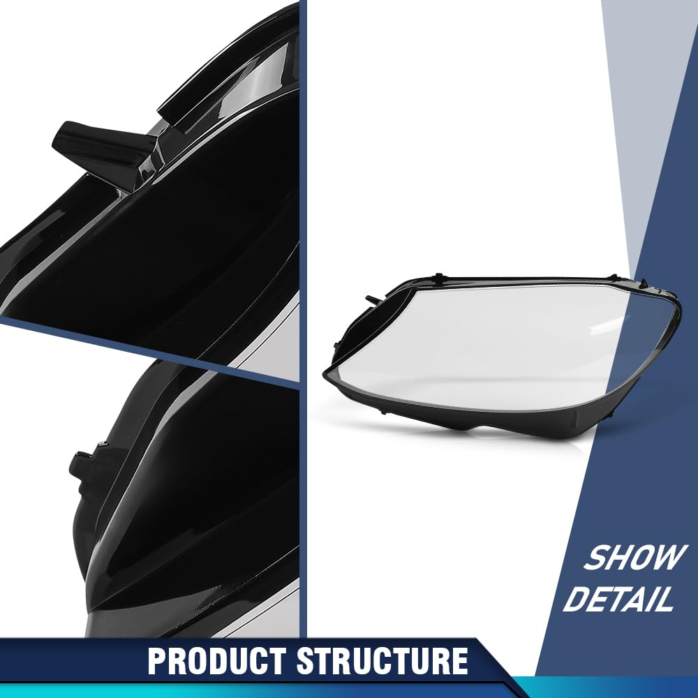 PIT66 Headlight Lens Cover Left Side Compatible with Benz C-Class W205 2019 2020 Front Headlamp Lens Cover Clear