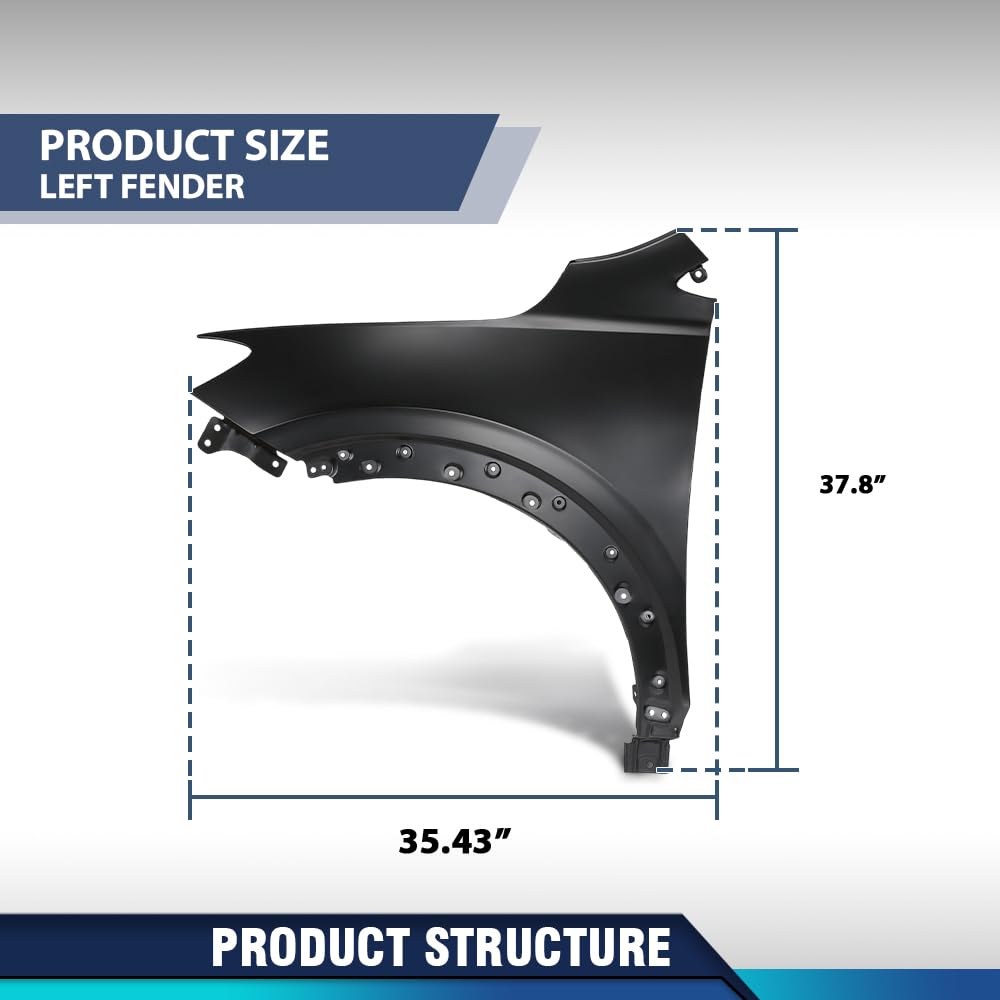 PIT66 Front Driver Side Fender 1 Pc Fit Buick Encore GX Preferred 2020 2021 2022 2023 2024 & Buick Encore GX (submodel: Essence, Select) 2020 2021 2022 2023 42766486, 42733024, GM1240419 Black
