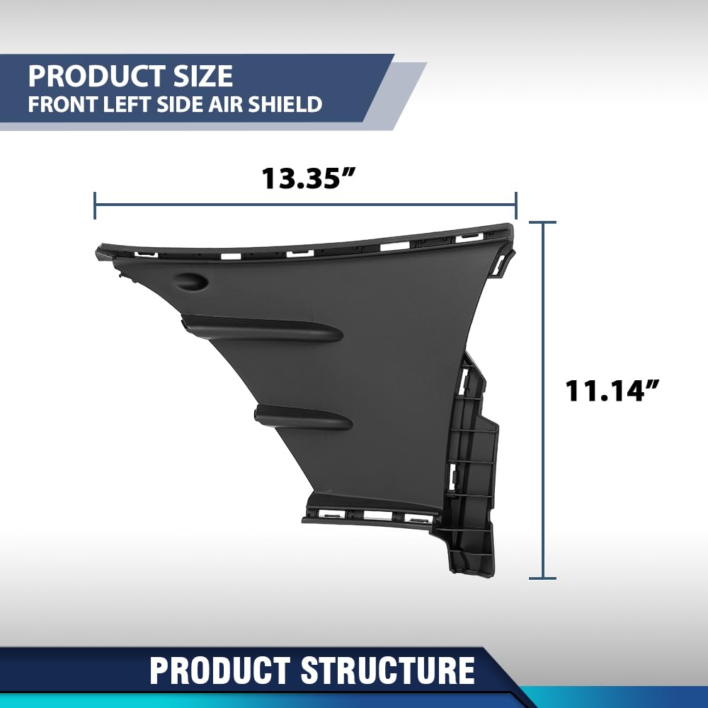 PIT66 Front Left Side Lower Bumper Air Shield, MB1038211 Black
