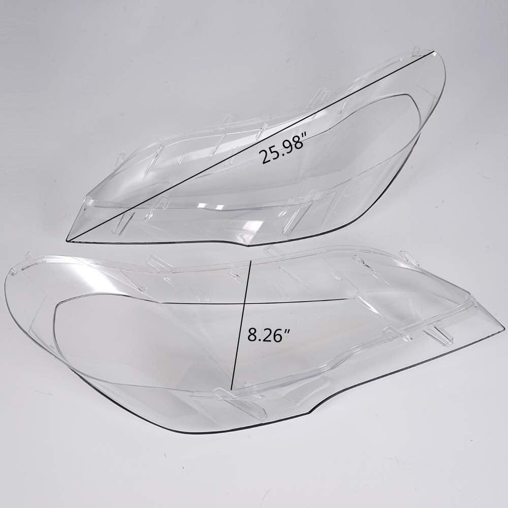 PIT66 2PCS Clear Headlight Headlamp Lens Cover Compatible with 07-12 BMW X5 E70