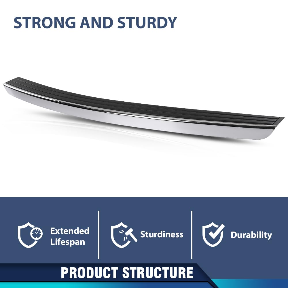PIT66 Rear Bumper Step Pad Face Bar Trim Molding, Chrome Trim, Without