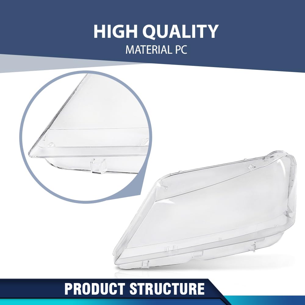 PIT66 Front Left Headlight Lens Cover 1 Pc, Headlamp Lens Cover Clear Lens