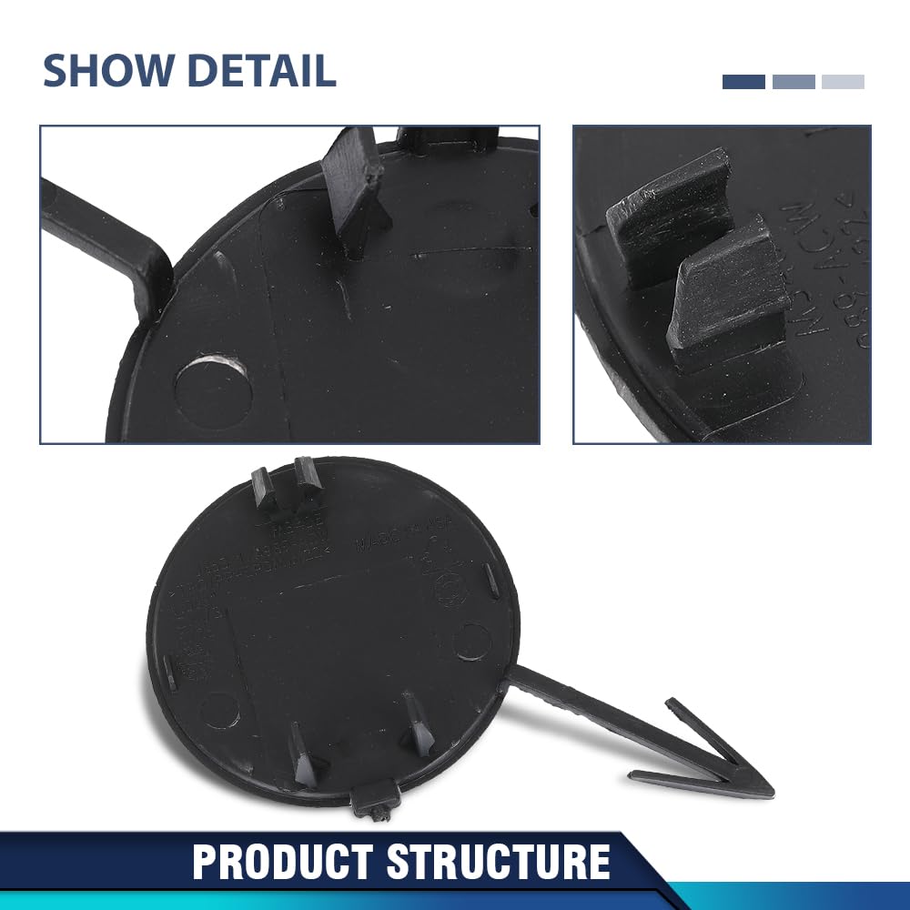 PIT66 Front Bumper Tow Hook Eye Cover Compatible with Ford Explorer (submodel: Base, Limited, Platinum, Sport, XLT) 2018-2019 JB5Z17A900AB, FO1029104 Black