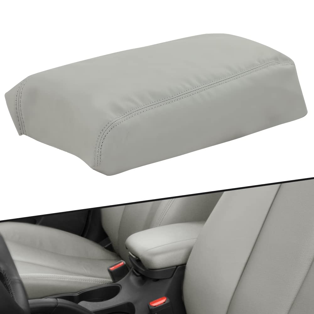 PIT66 Center Console Lid Armrest Cover Compatible with 2015-2019 Hyundai Sonata Gray