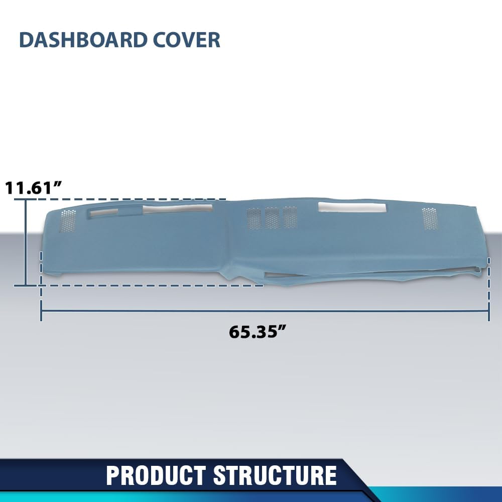 PIT66 Light Blue TPE Dash Cover Fit Chevy GMC Full‑Size Pickup 1981‑1987