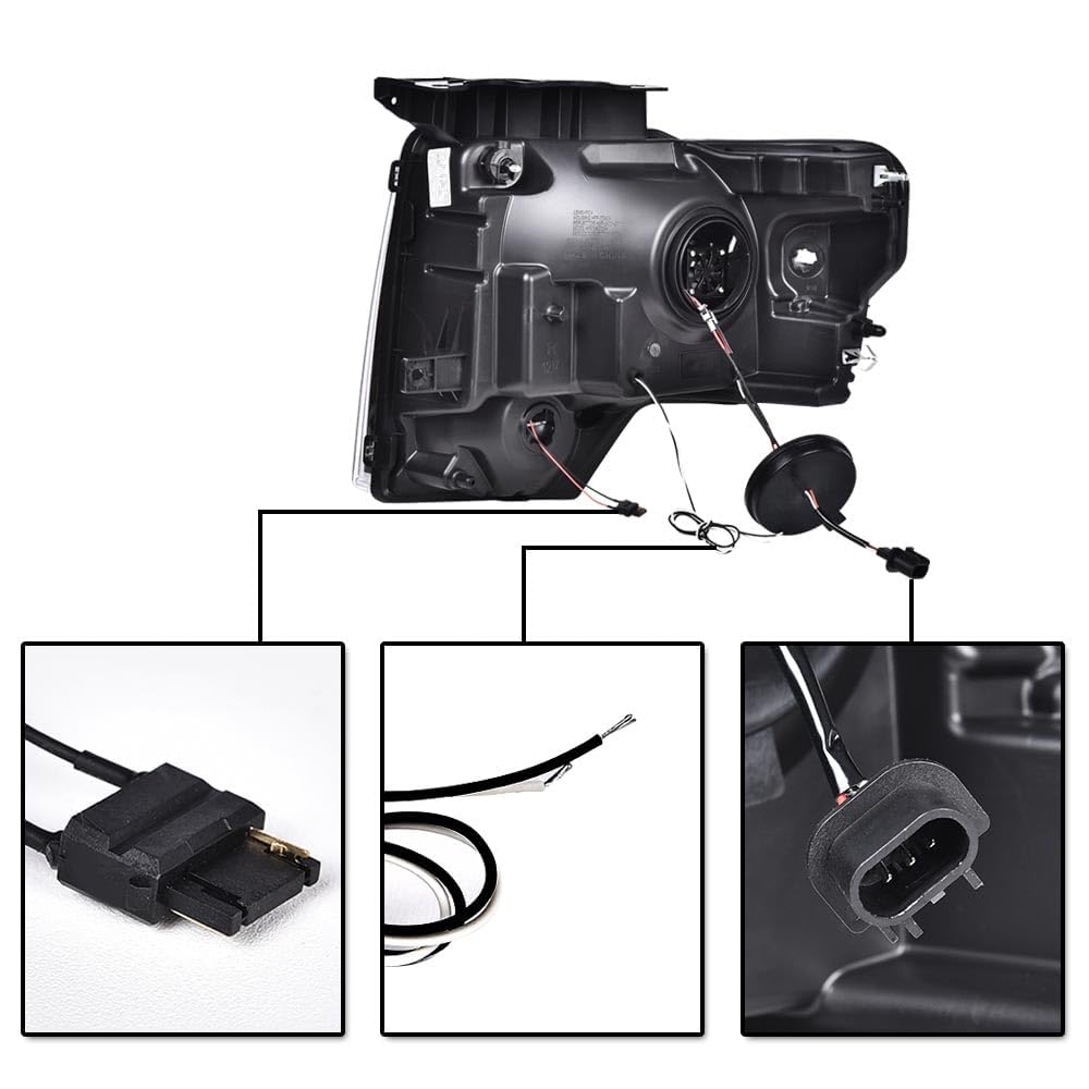 PIT66 Dual Convex LED Projector Headlights Assembly Fit 2009-2014 Ford F150