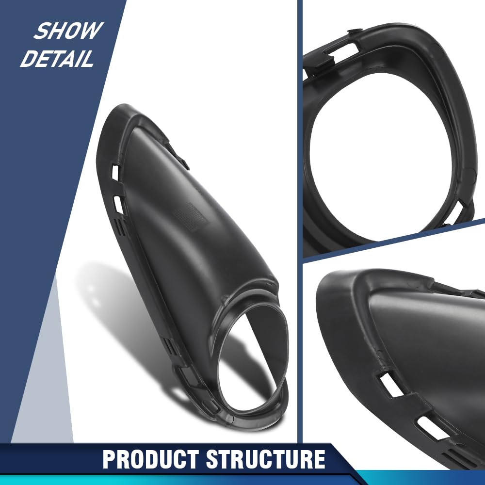 PIT66 Front Right Fog Light Trim Driving Lamp Passenger Side Compatible with Porsche Cayenne Turbo 2011-2014 Fit Porsche Cayenne Turbo S 2013-2014 95850509400, PO1039105 Black