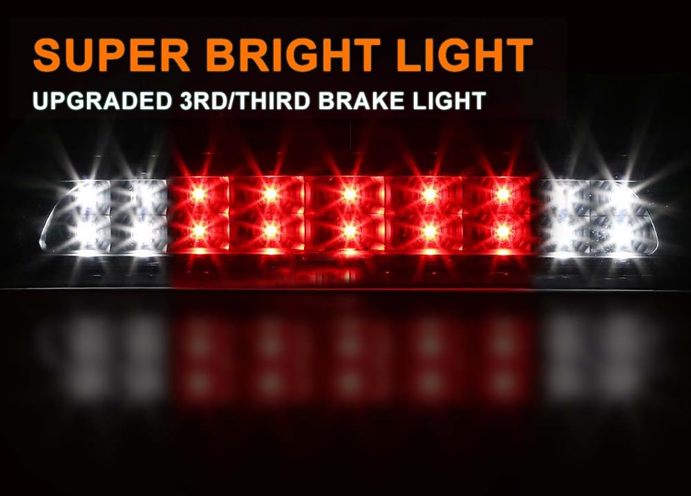 PIT66 LED 3rd Brake Light, Compatible with 07-16 Toyota Tundra High Mount Stop Parking Light Third Brake Cargo Lamps Clear Lens Black Housing