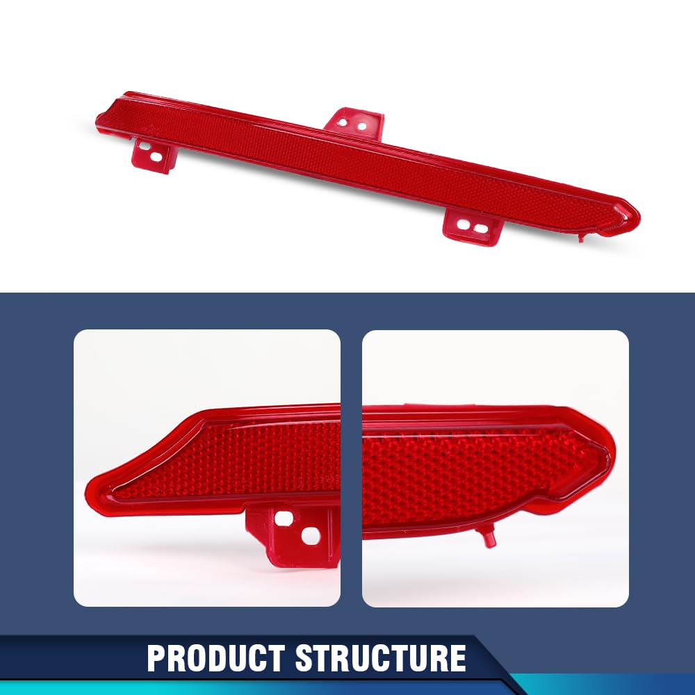 PIT66 Rear Bumper Reflector Light Tail Lamp Case Left Side, HO1184113 Red