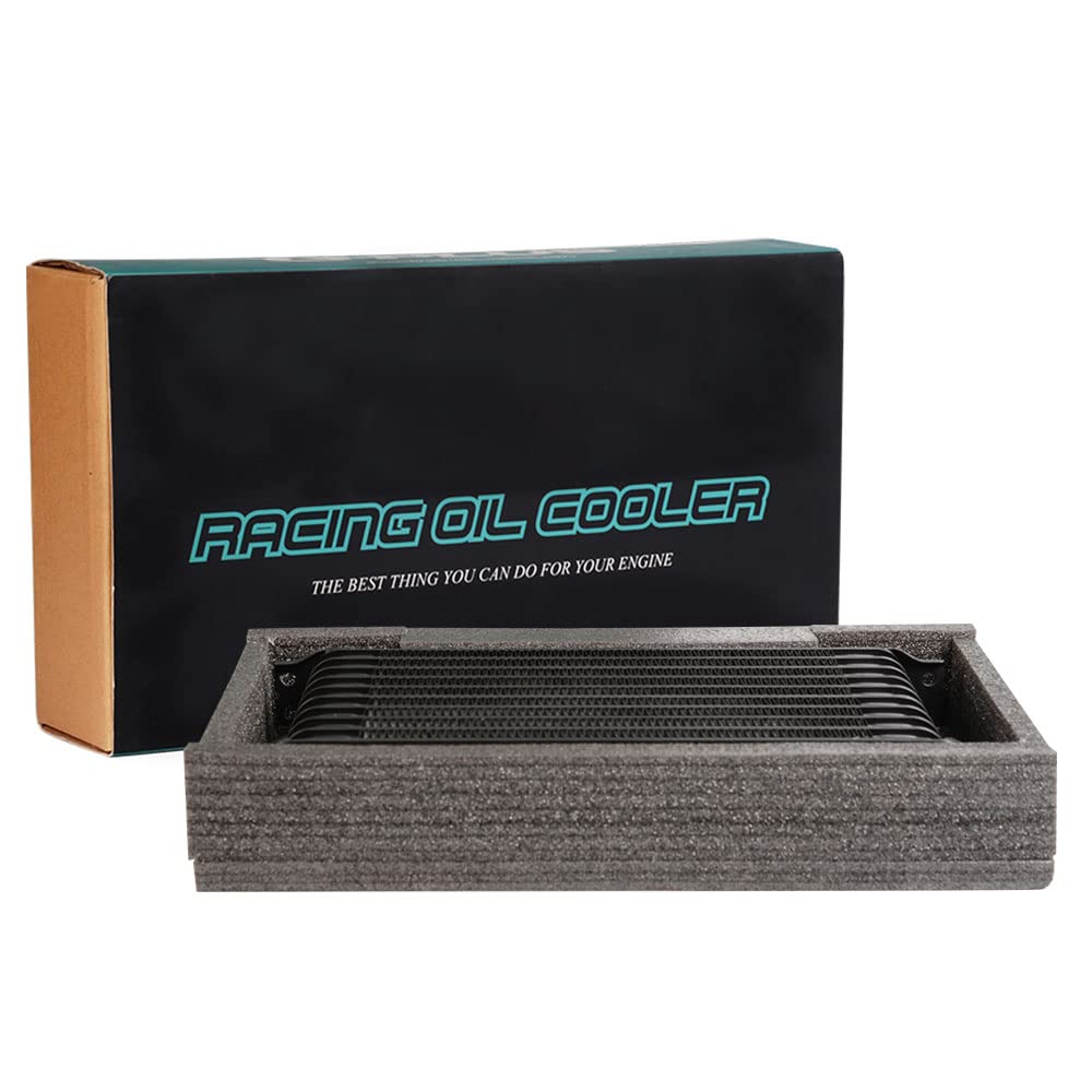 PIT66 10 Row AN-10 Engine Oil Cooler Kit Compatible with LS1 LS2 LS3 Black + Sandwich Plate