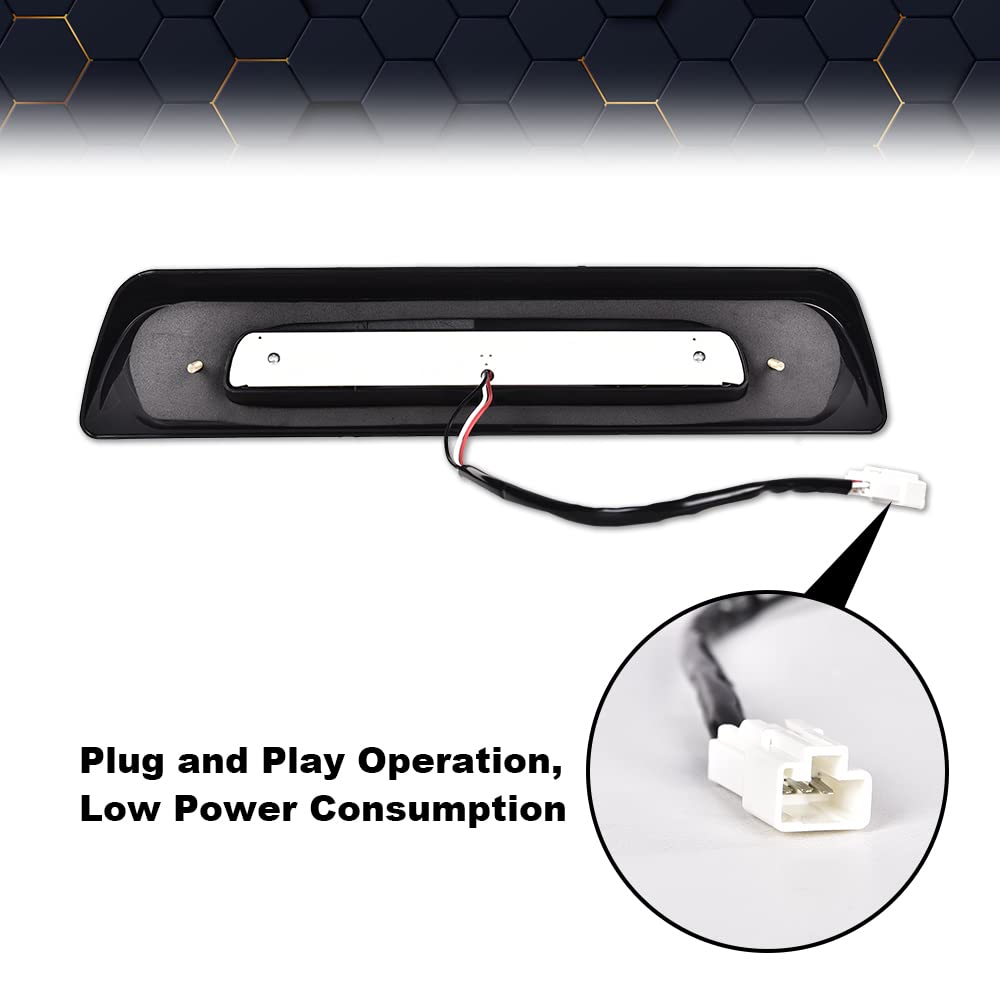 PIT66 LED 3rd Brake Light, Compatible with 2007-2018 Toyota Tundra High Mount LED 3rd Thrid Tail Cargo Brake Light Smoky Lens Black Housing, X Type