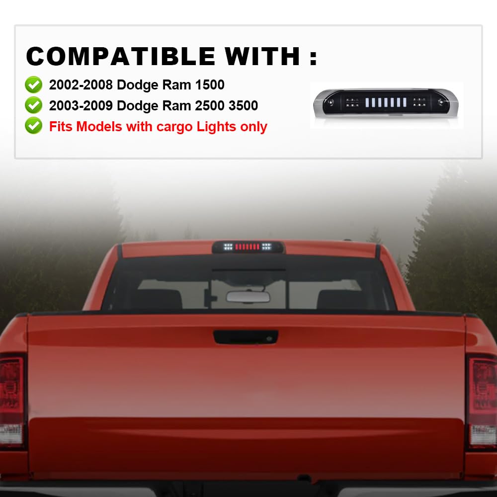 PIT66 LED 3rd Brake Light Fit 2002-2008 Dodge Ram 1500 Black Housing