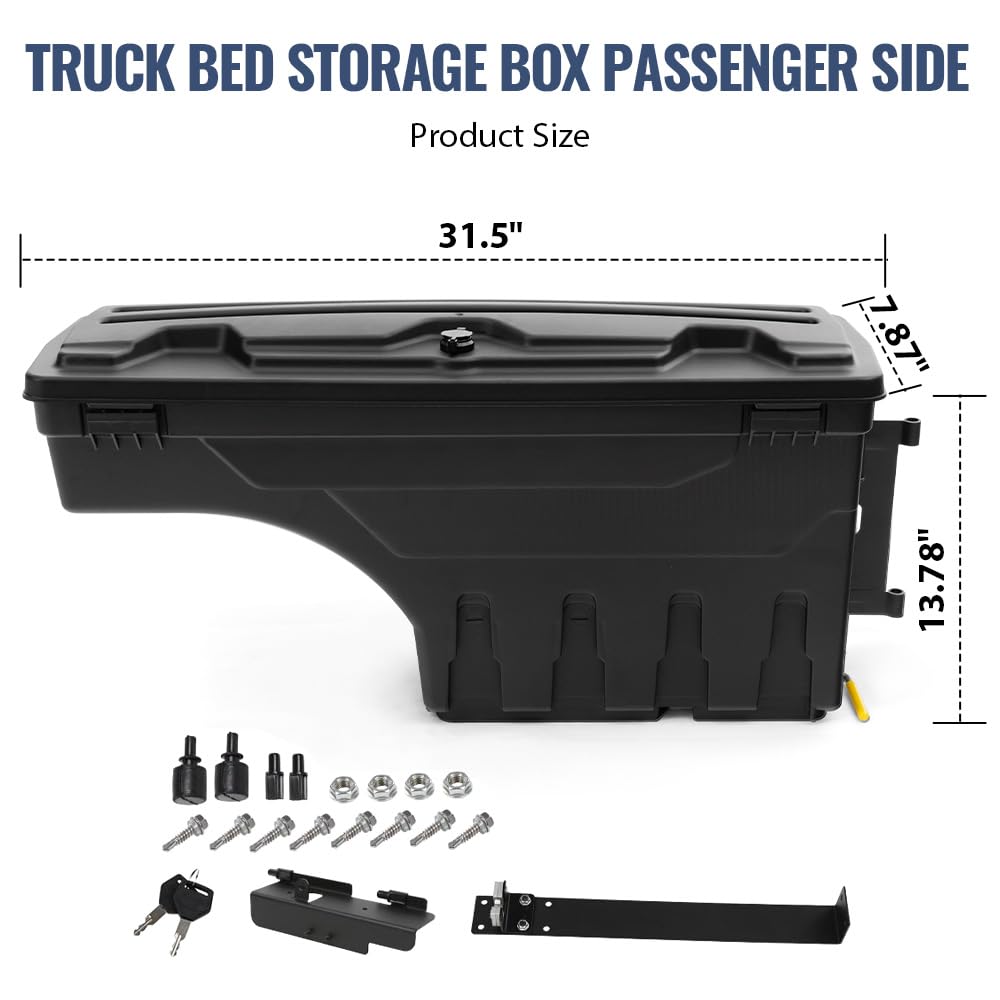 PIT66 Truck Bed Storage Box Right Side Fit Ford F150 1997-2014