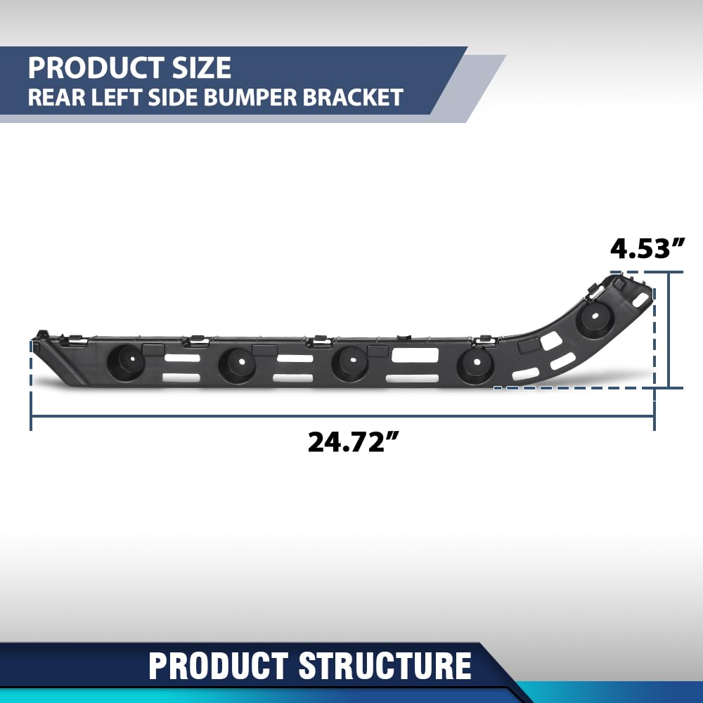 PIT66 Rear Left Side Bumper Guide Bracket Support, Black