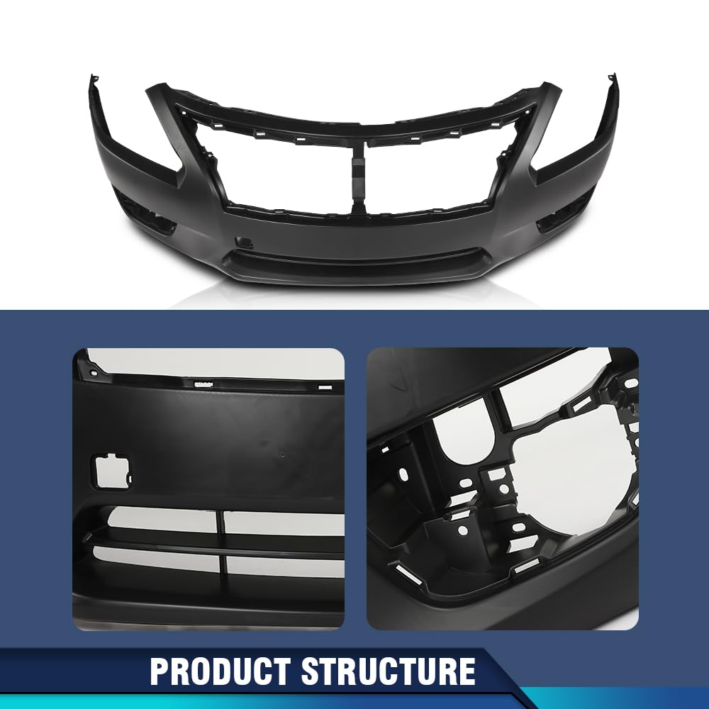 PIT66 Front Bumper Cover w/Fog Holes Fit Nissan Altima Sedan 2013‑2015