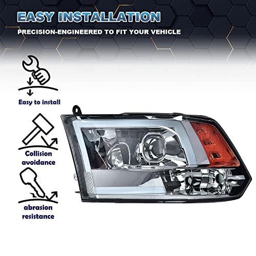 PIT66 Convex LED Projector Headlights Assembly Fit 2009-2012 Dodge Ram