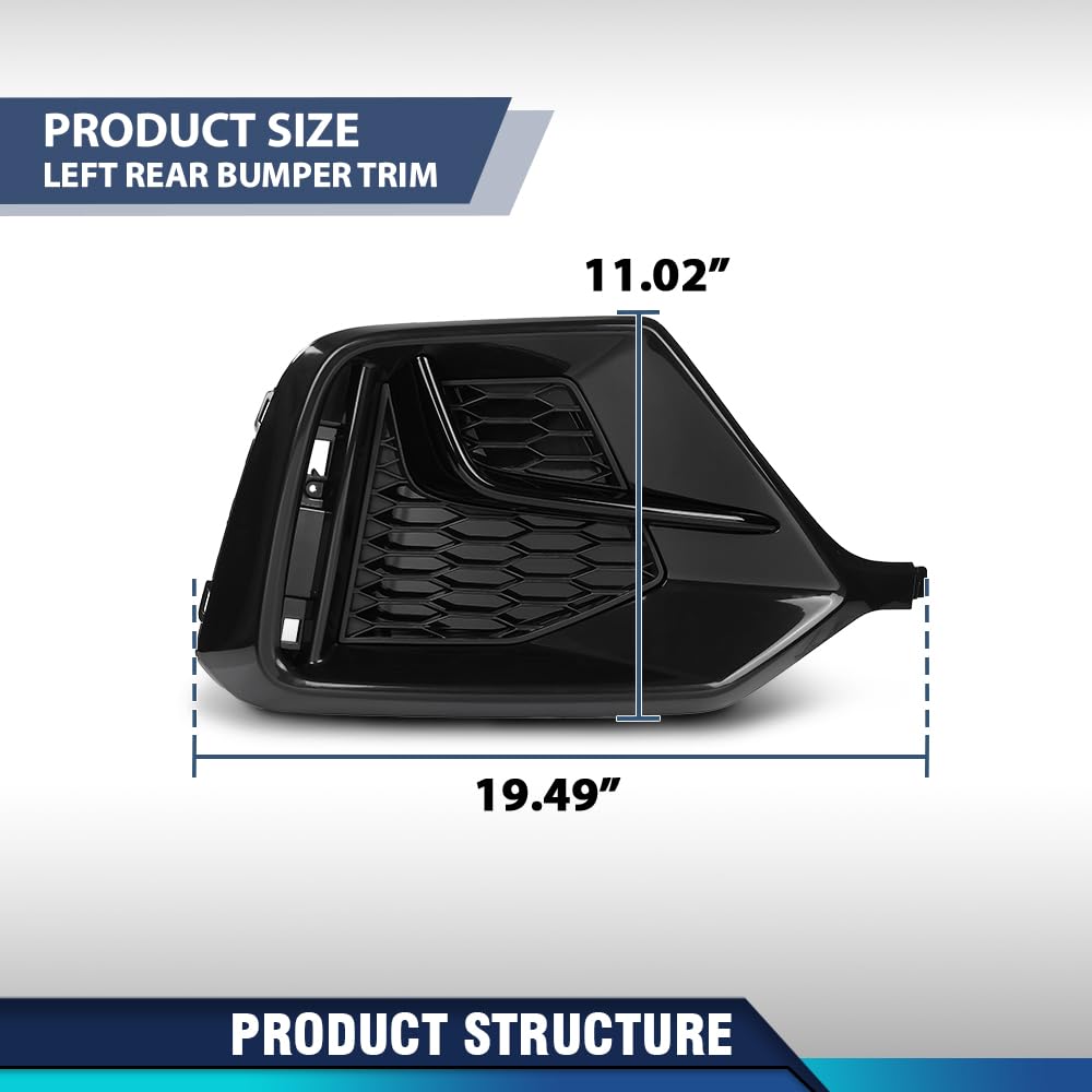 PIT66 Rear Bumper Trim Driver Side Compatible with Honda Civic 2020 2021