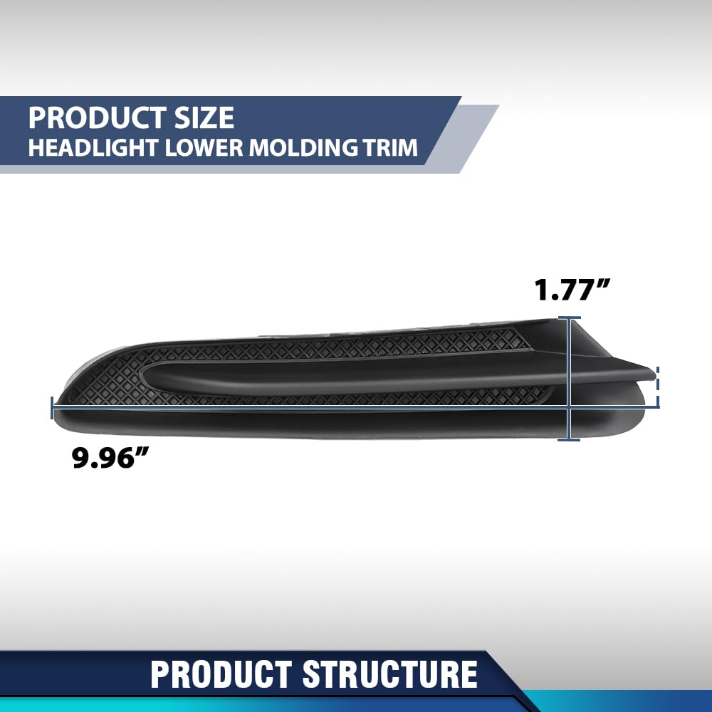 PIT66 Front Driver & Passenger Side Headlight Lower Molding Trim Bumper Trims Compatible with Buick Encore Sport Touring 2016 Fit Buick Encore 2013-2016 Black 95235063, 95235062, GM1047107, GM1046107