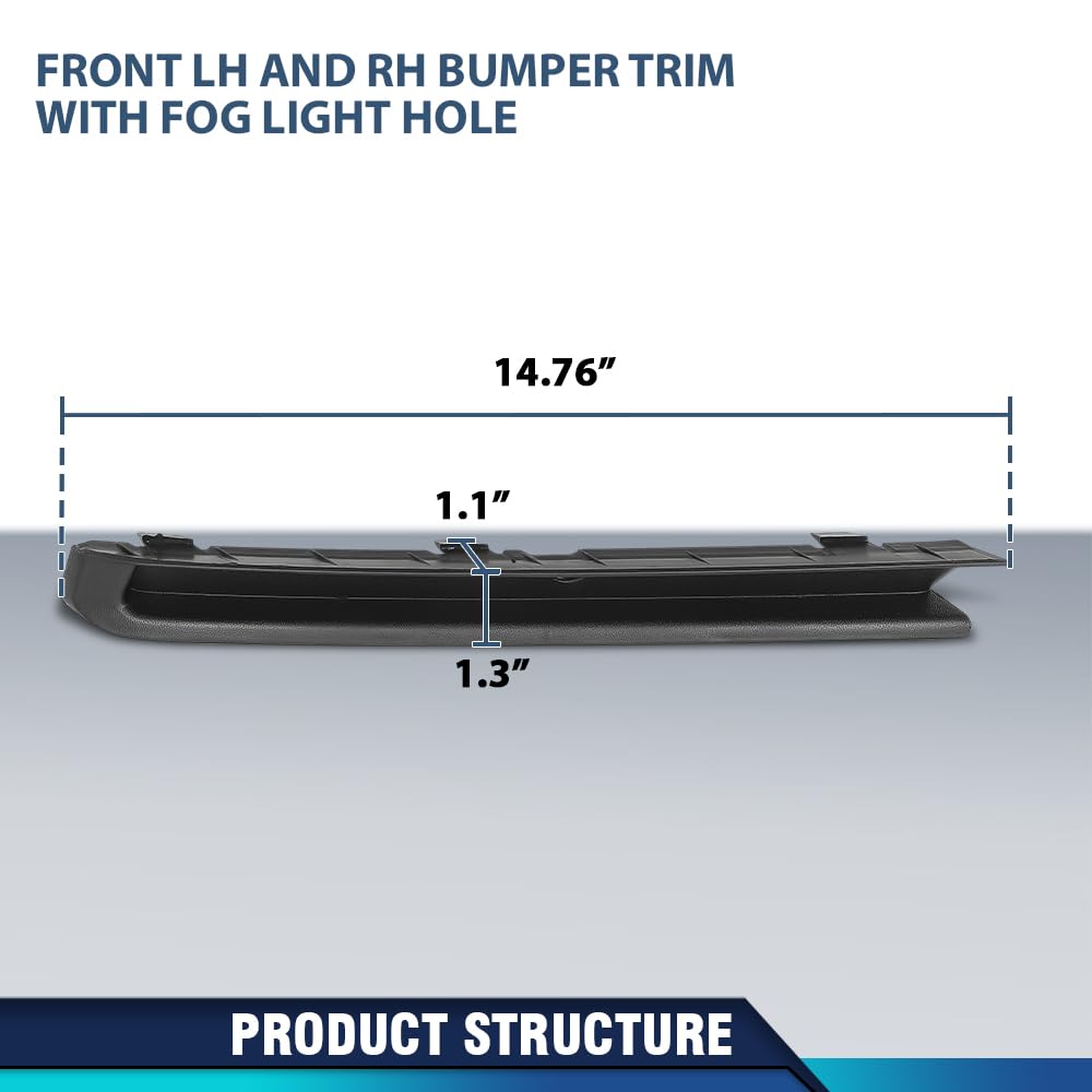 PIT66 Front Bumper Trims Left & Right Side w/Fog Light Hole, VW1039137,