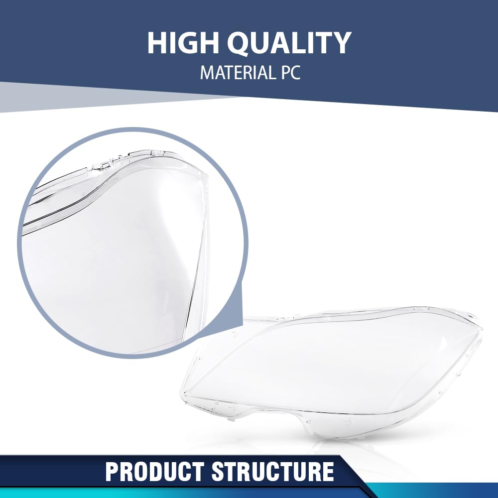 PIT66 Headlight Lens Covers Left & Right Side Compatible with Benz CLS W218 2010 2011 2012 2013 2014 Front Headlamp Lens Cover Clear