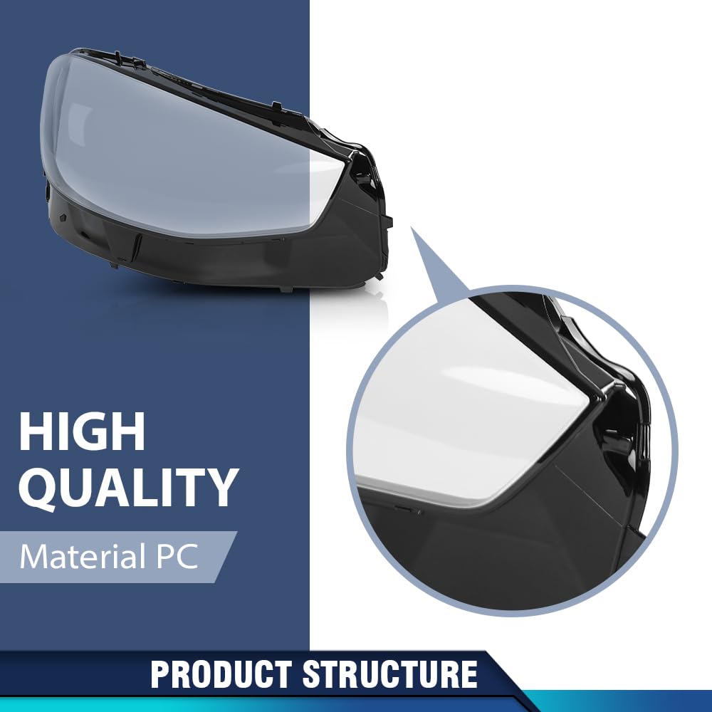 PIT66 Headlight Lens Headlamp Cover Pair Compatible with Benz SClass W223 V223 Z223 Models 2020-2024 Clear