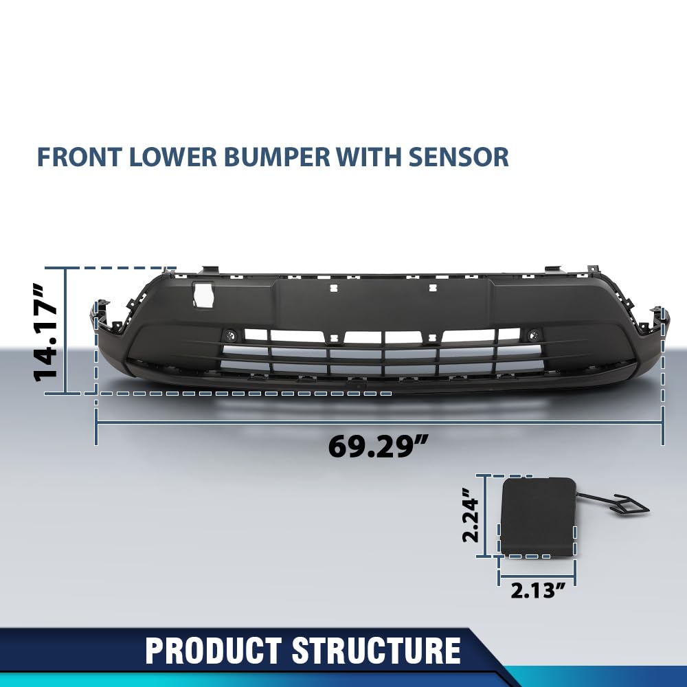 PIT66 Front Lower Bumper Cover Fit Cadillac XT4 2019-2023 w/Sensor Holes
